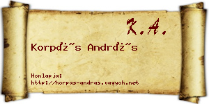 Korpás András névjegykártya