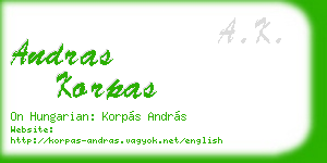 andras korpas business card